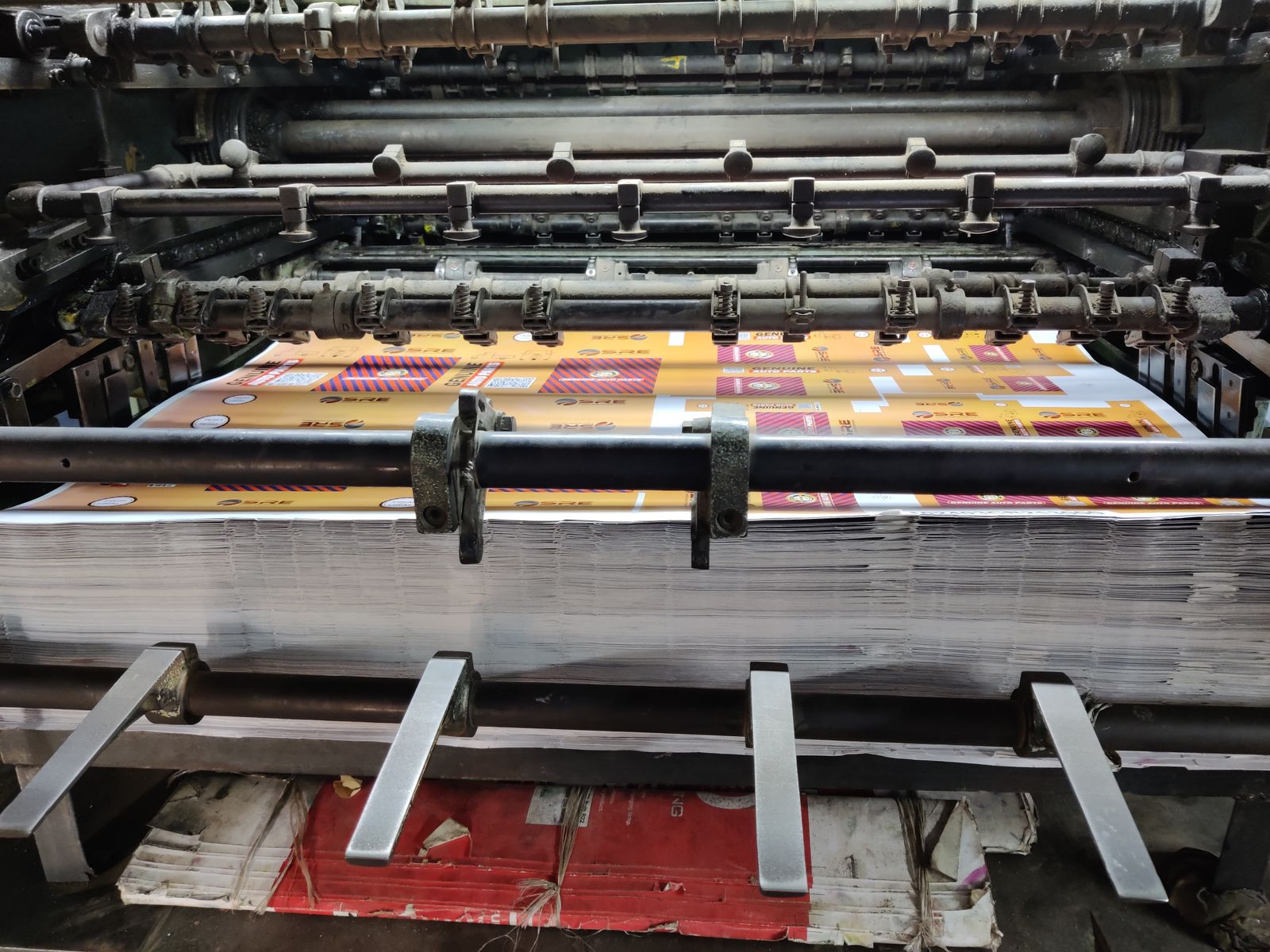 Printing press in operation